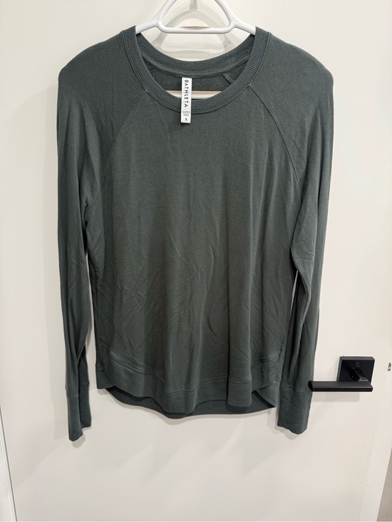 Athleta Tops - Athleta Slate Gray Green Crew Neck Lightweight Knit Pullover Sweatshirt Women S
